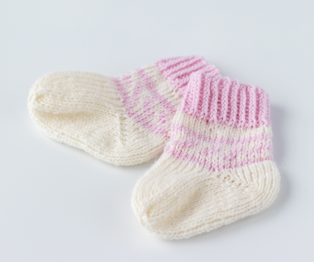 Babysocken weiß rosa grau