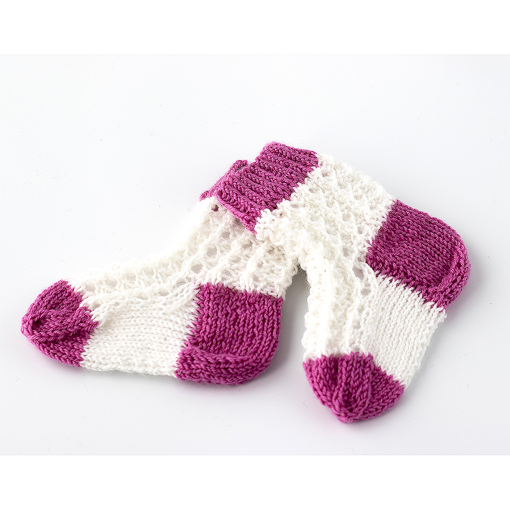 Babysocken mit Lochmuster weiß-pink