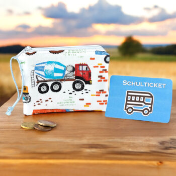 Geldbörse für Kinder mit großen Baufahrzeugen