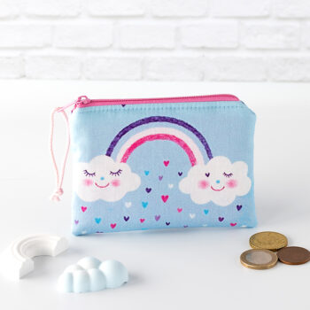 Geldbörse für Kinder Regenbogenwolken blau