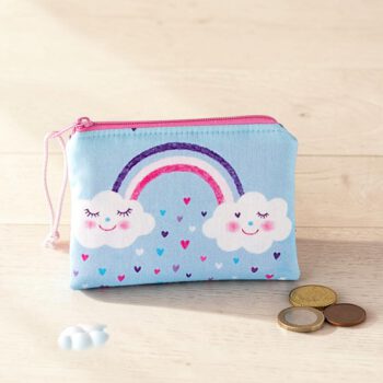 Geldbörse für Kinder Regenbogenwolken in Blau