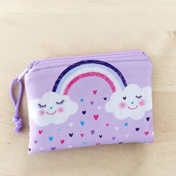 Geldbörse für Kinder Regenbogenwolken in Flieder