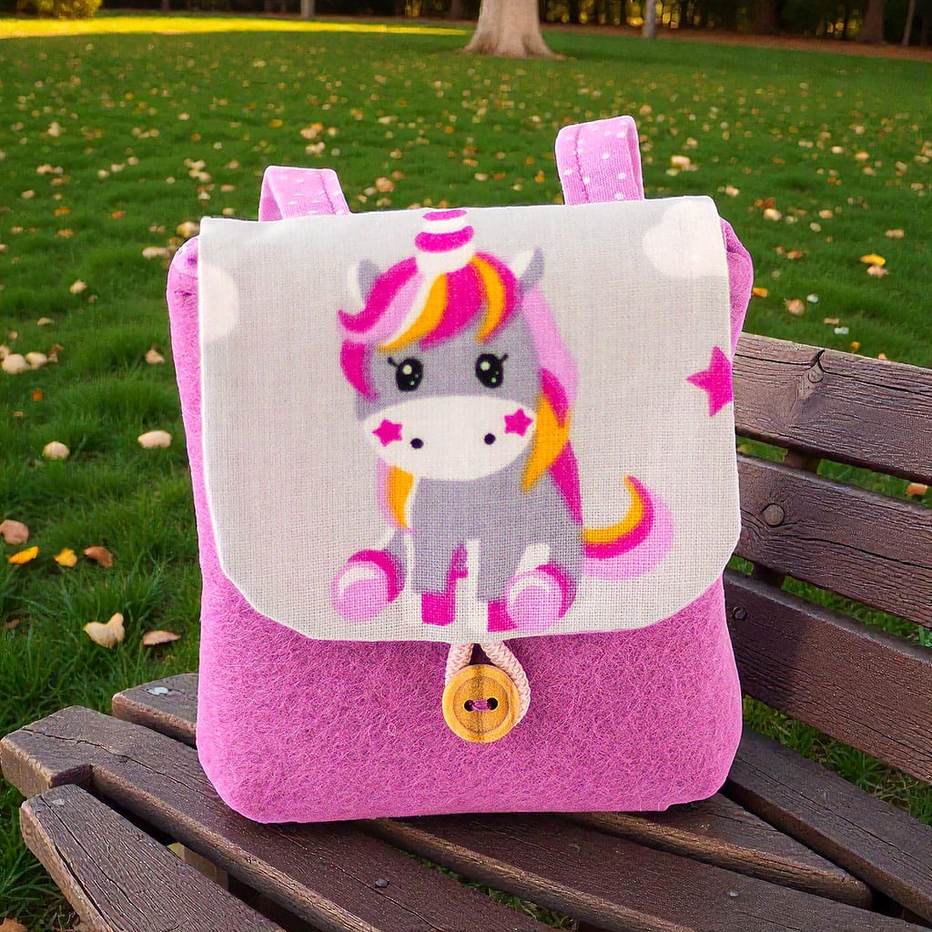 Puppenrucksack für Waldorfpuppen mit Einhorn