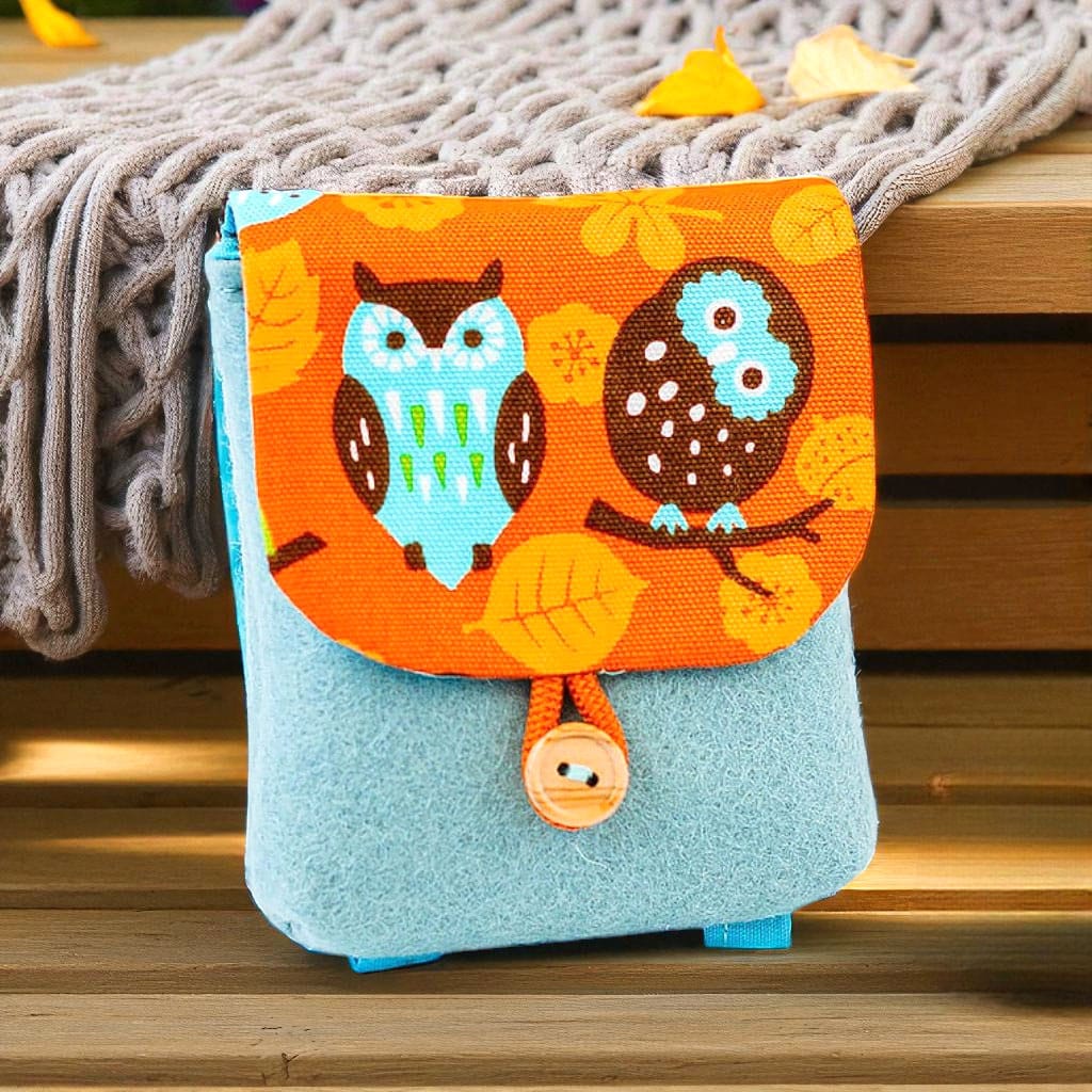 Puppenrucksack für Waldorfpuppen mit Eulen