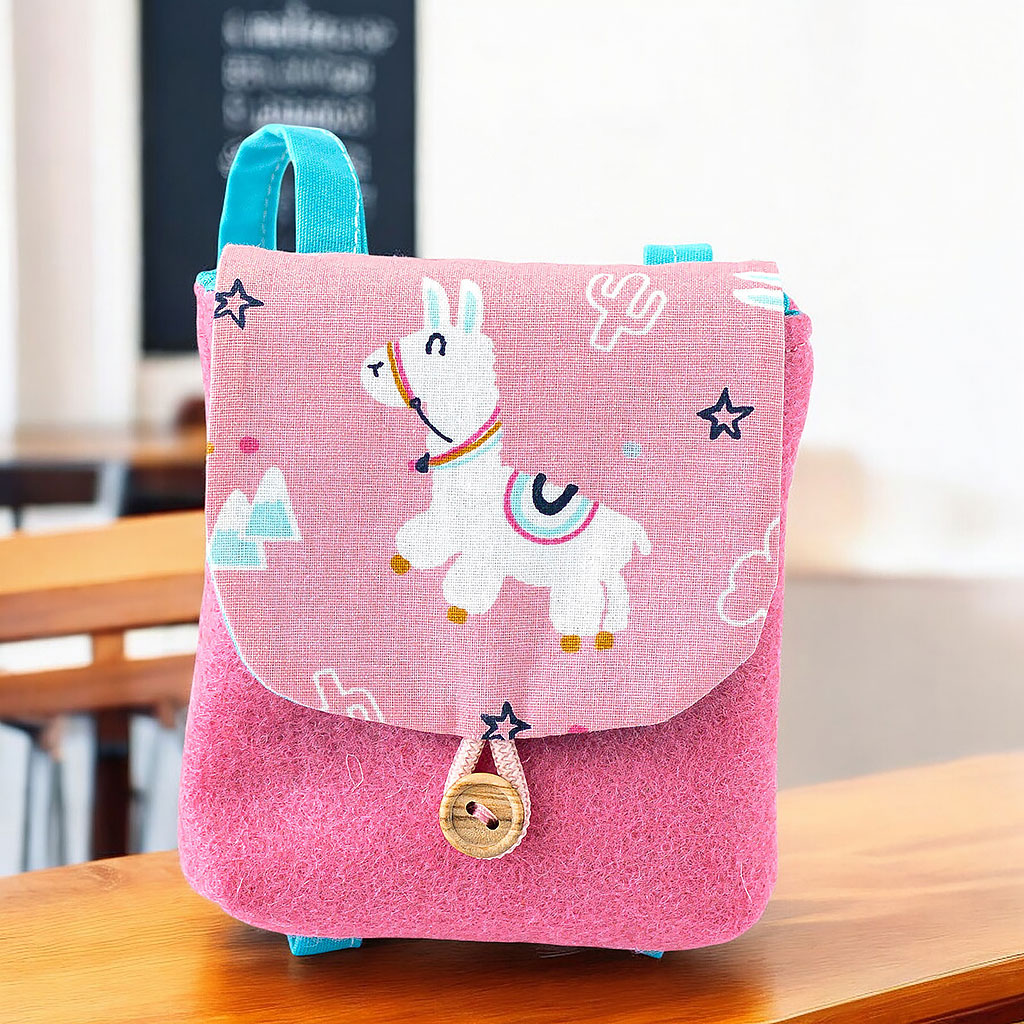 Puppenrucksack für Waldorfpuppen mit Lama