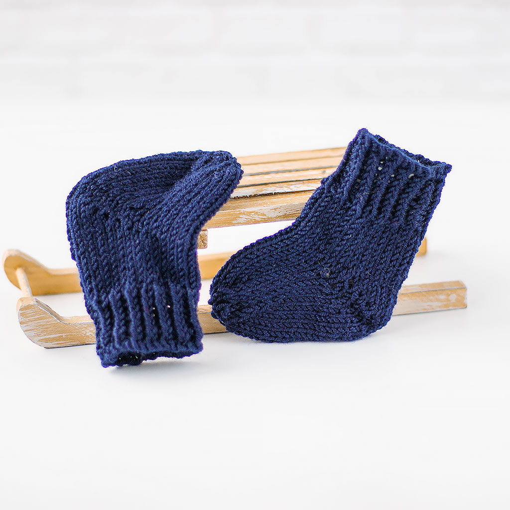 Puppensocken aus Wolle blau