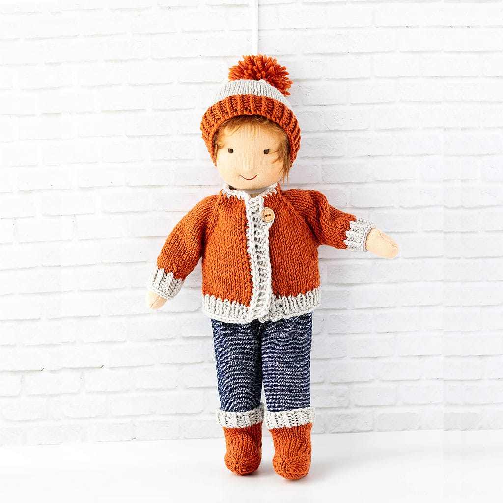 Puppenset Merinowolle curry hellgrau