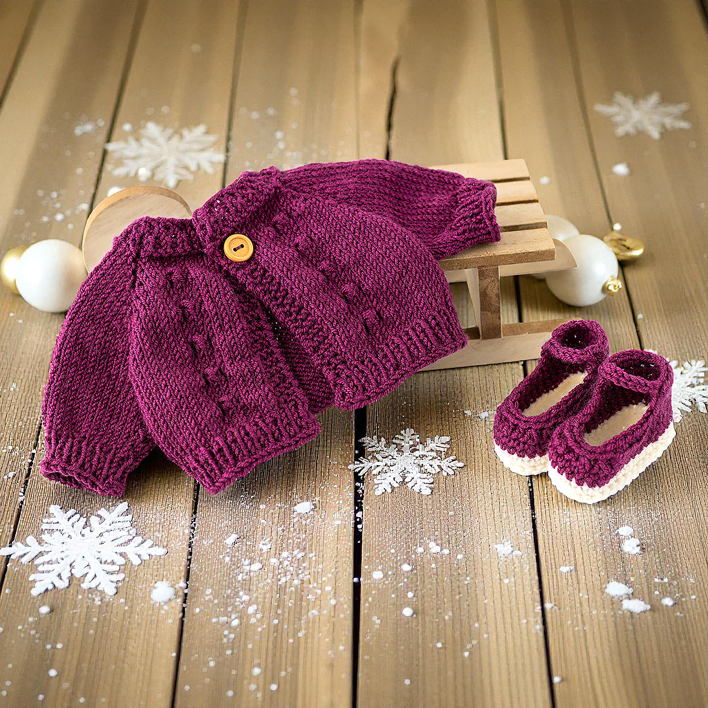 Jacke und Schuhe für Waldorfpuppen in lila