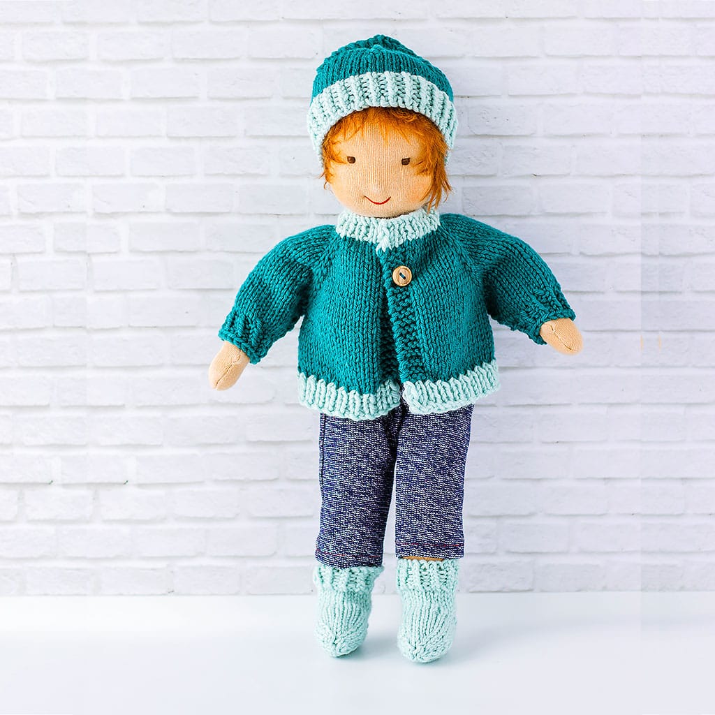 Puppenset Merinowolle petrol hellblau