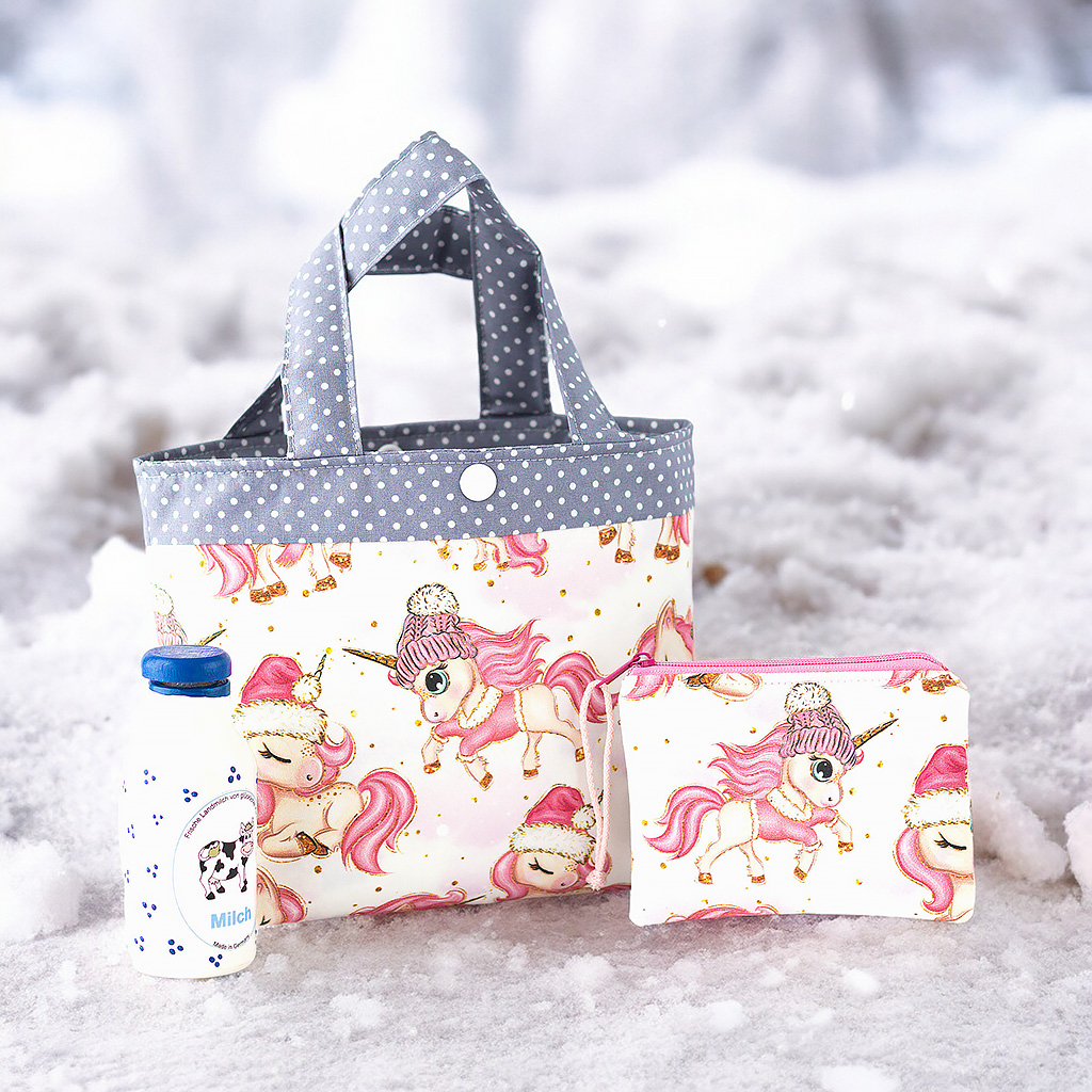 KIndertasche und Geldbörse Wintereinhorn