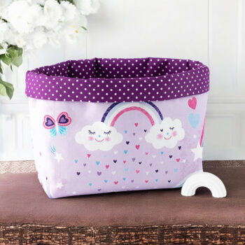 Utensilo mit Regenbogenwolken in lila