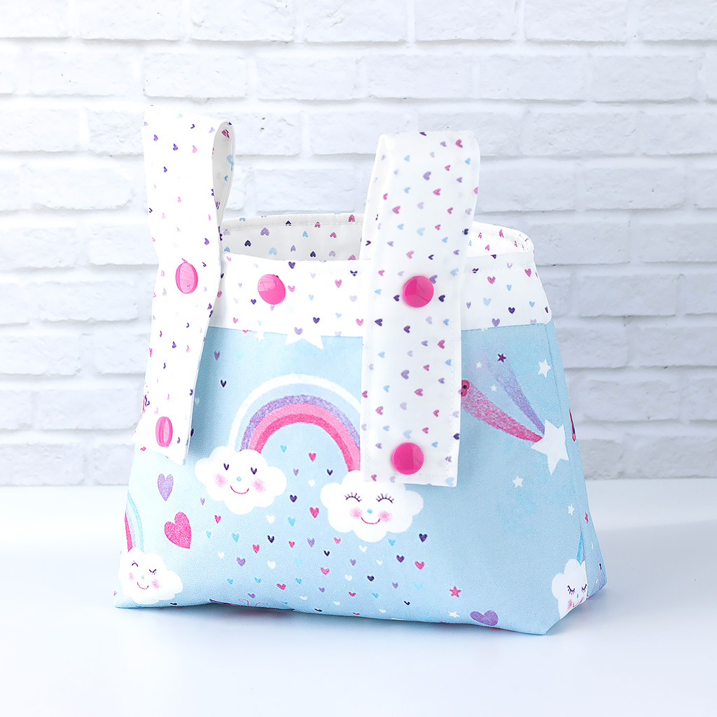 Lenkertasche Regenbogenwolken blau, Rückseite