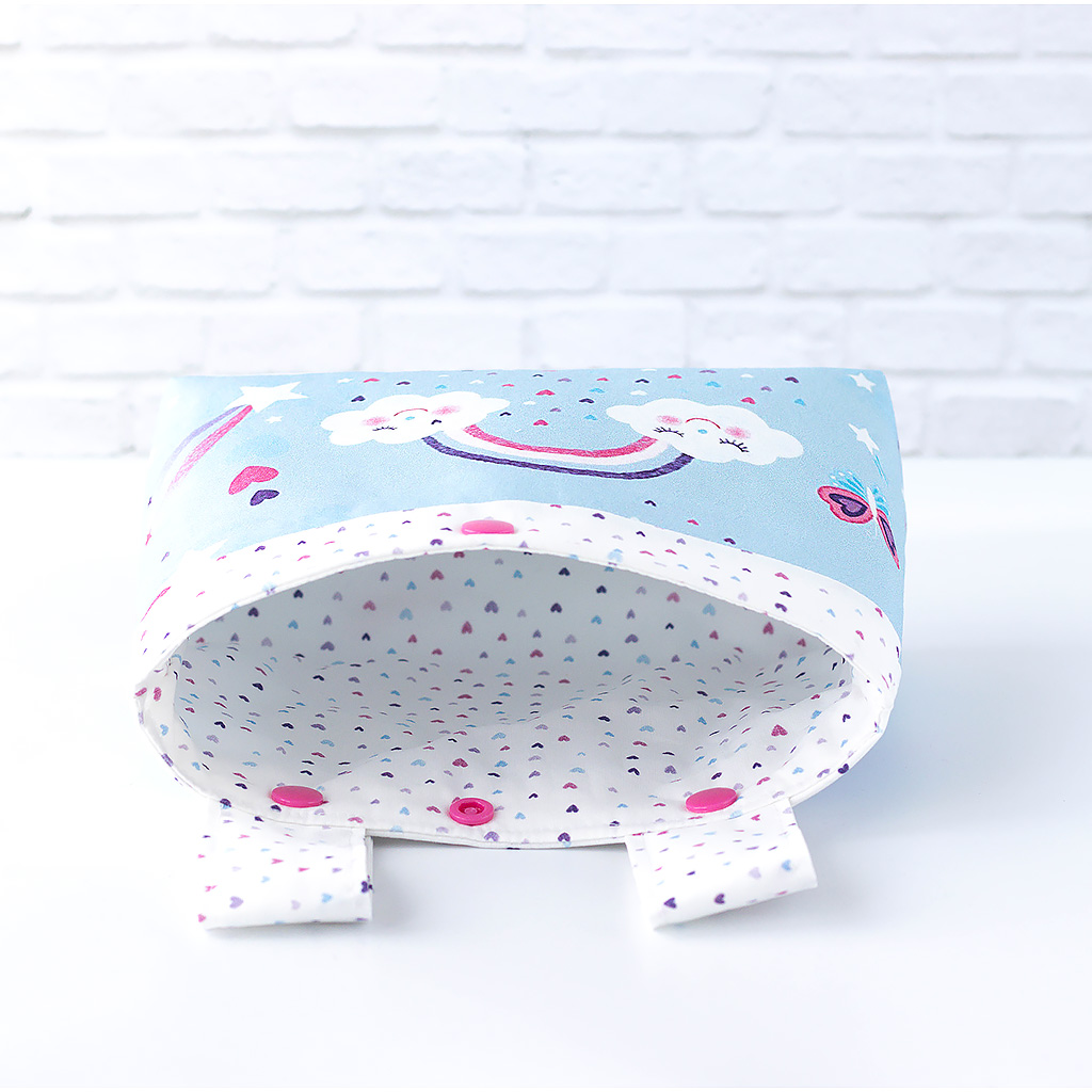 Lenkertasche Regenbogenwolken blau, innen