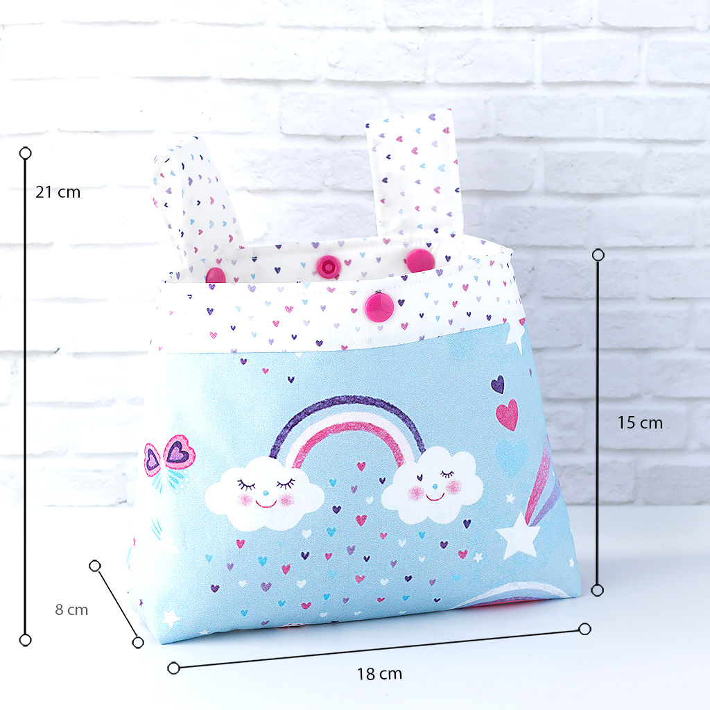 Lenkertasche Regenbogenwolken blau Maße groß