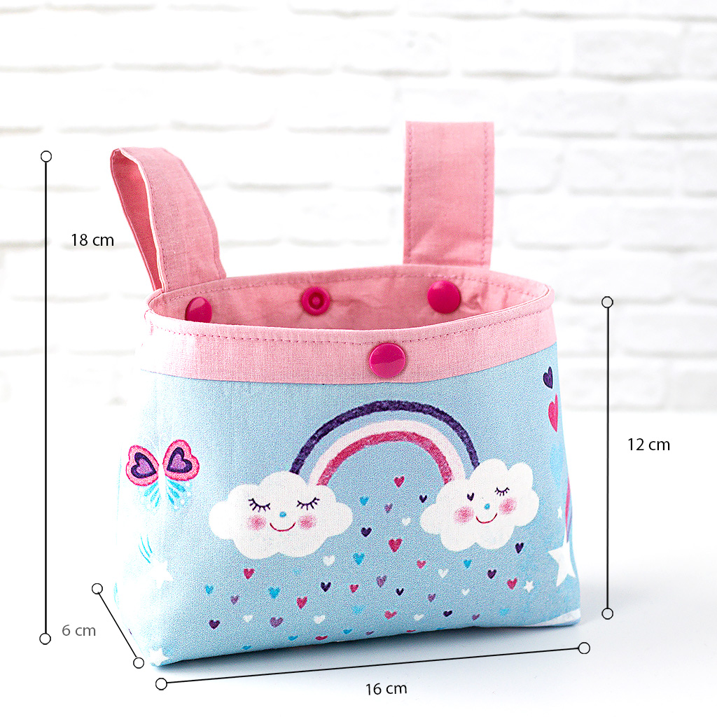 Lenkertasche Regenbogenwolken blau Maße klein