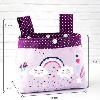 Lenkertasche mit Regenbogenwolken lila, groß Maße