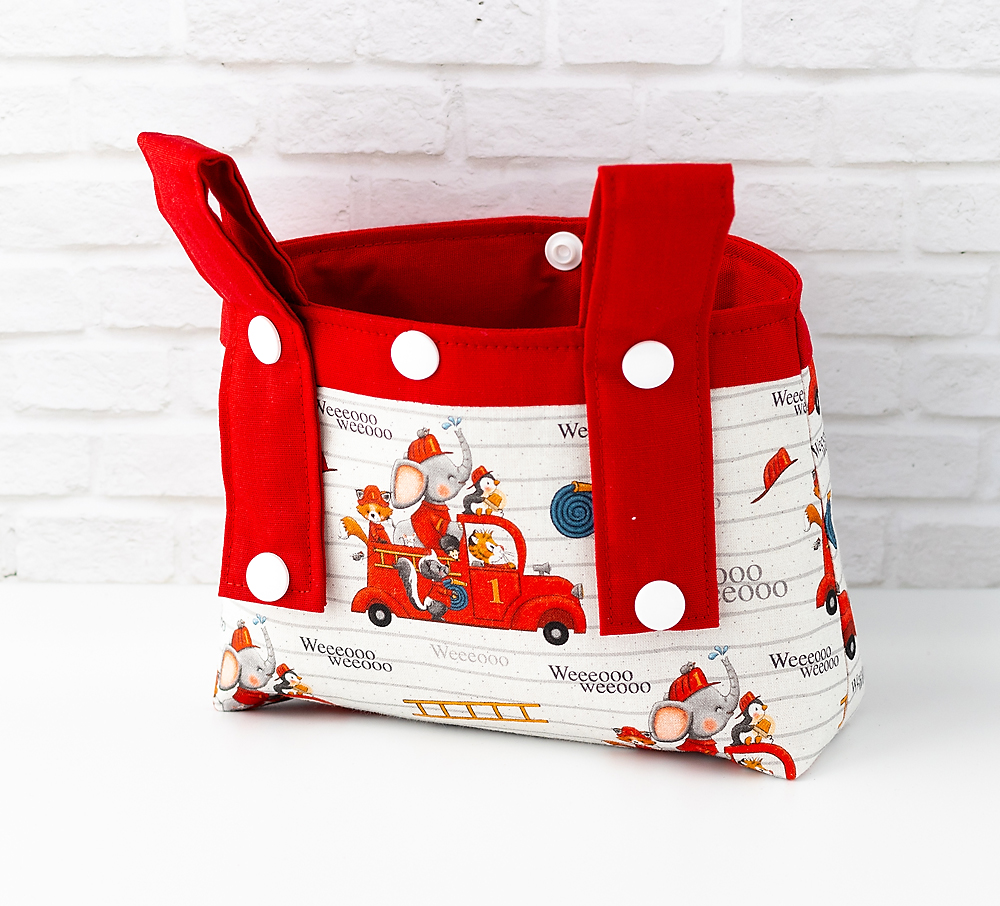 Lenkertasche für Kinder mit Tierfeuerwehr, Rückseite