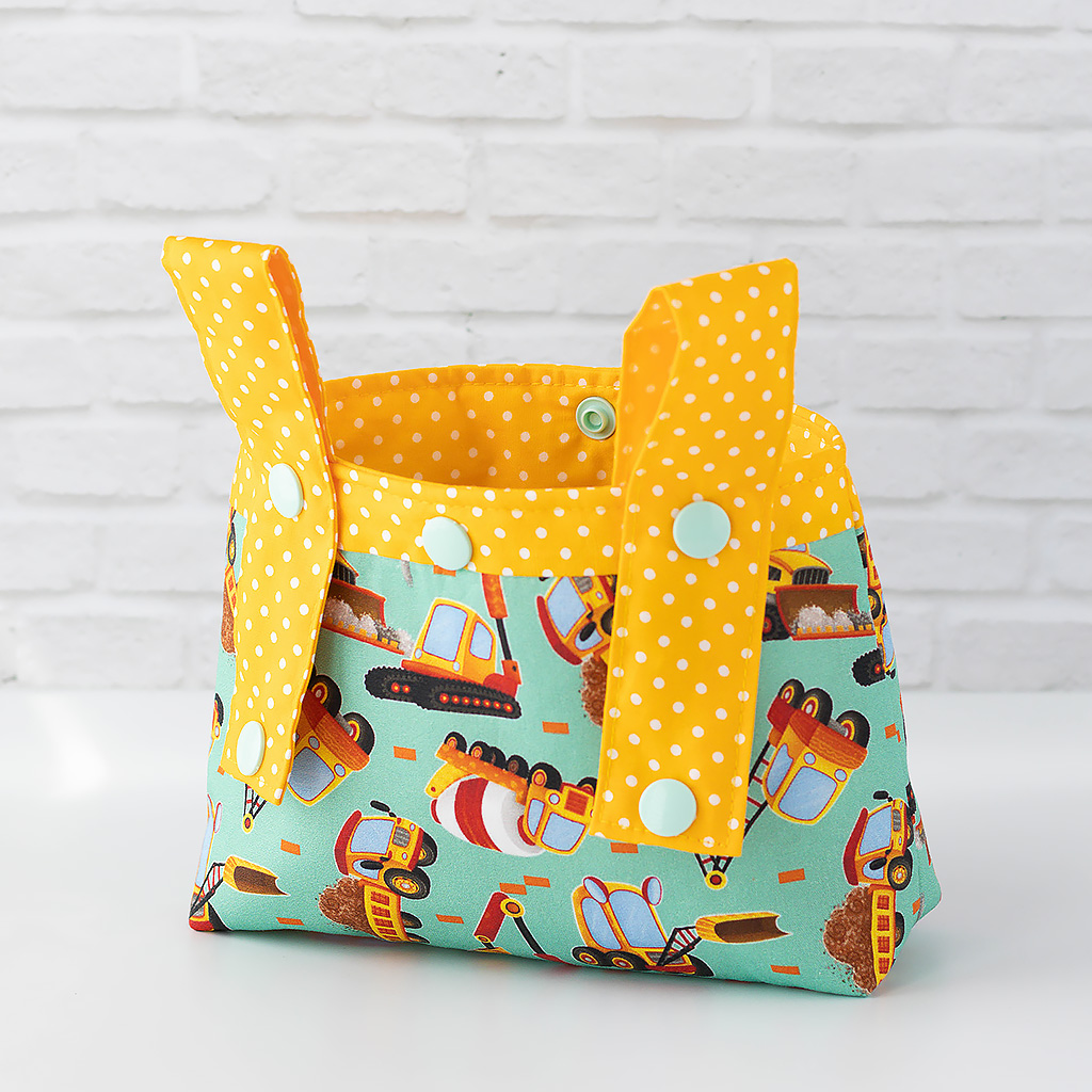 Lenkertasche mit lustigen Baufahrzeugen, klein rückseite