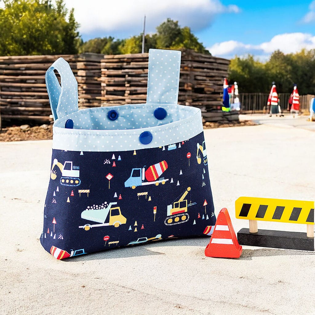 Lenkertasche für Kinder mit Baufahrzeuge in dunkelblau