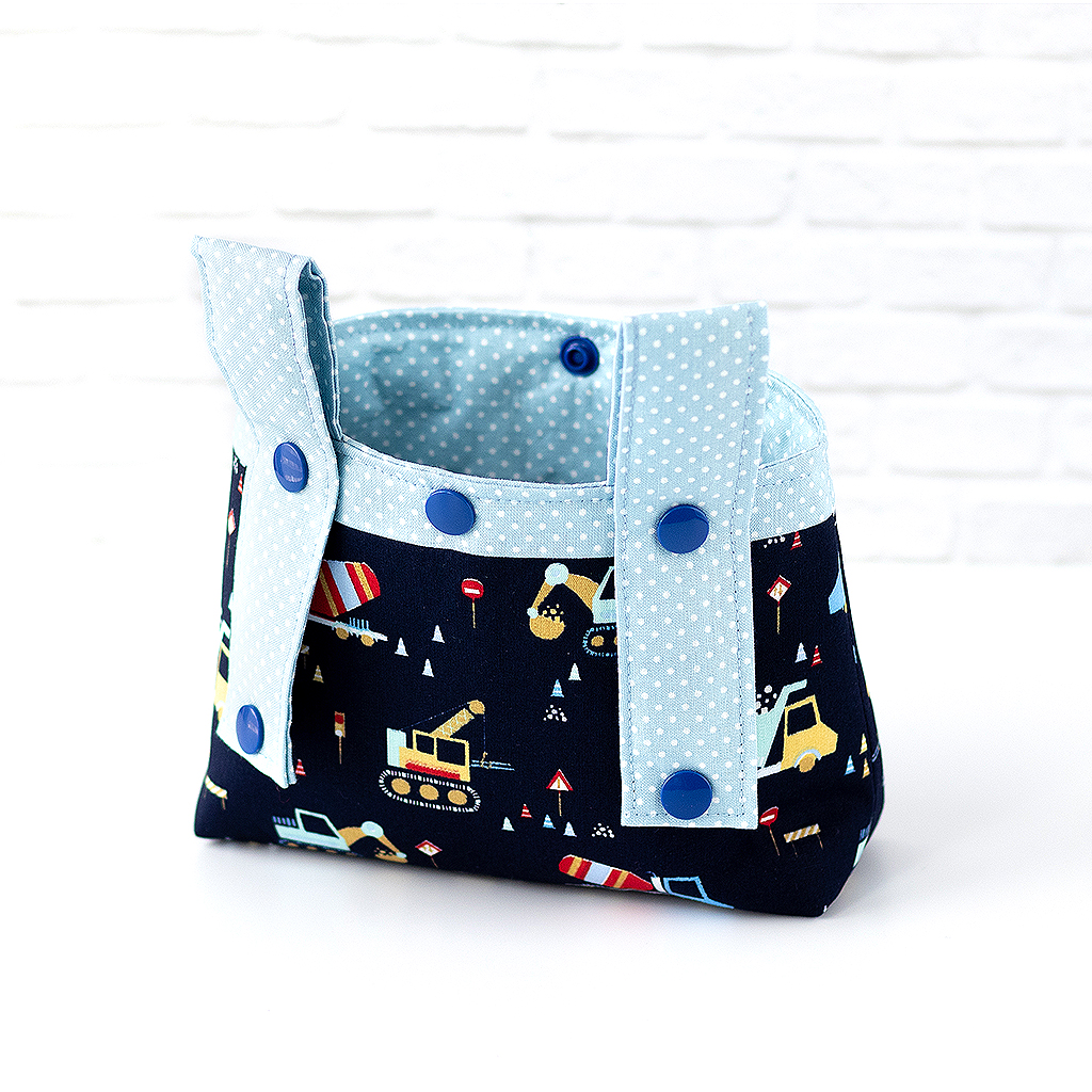 Lenkertasche Kinder Baufahrzeuge dunkelblau, Rückseite