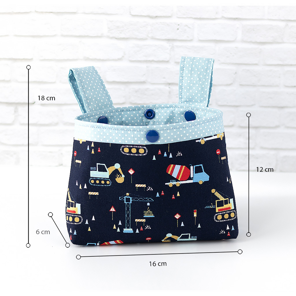 Lenkertasche Kinder Baufahrzeuge dunkelblau, Maße