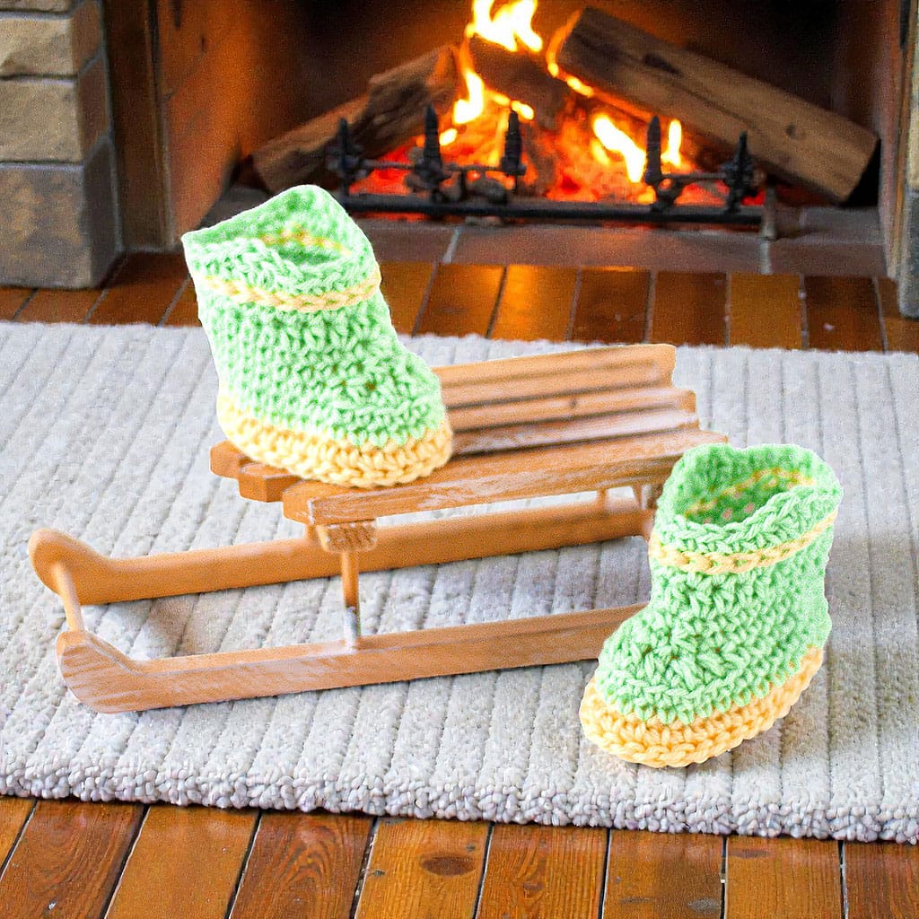 Puppenstiefel in Gelb und Mint für Waldorfpuppen