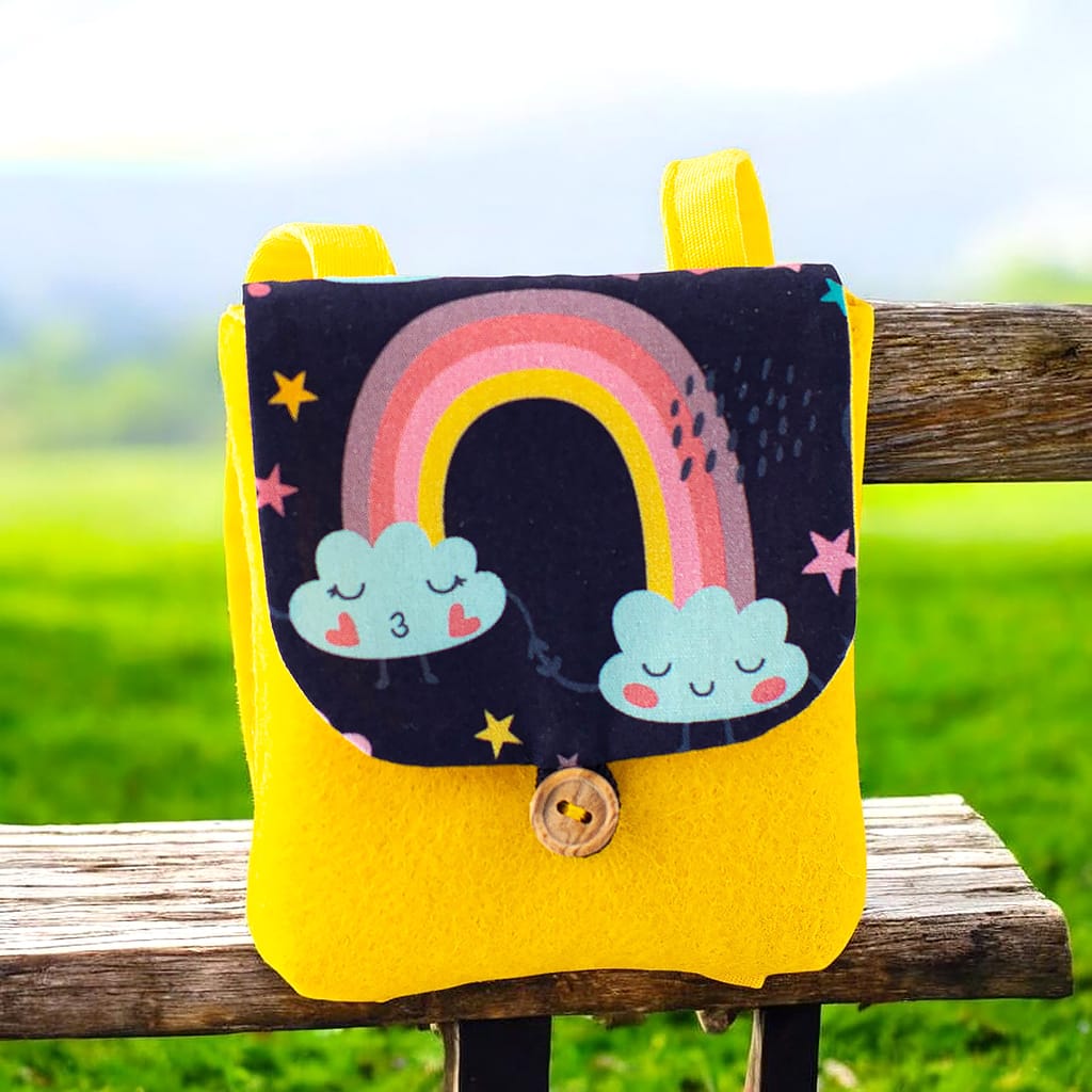 Puppenrucksack bunter Regenbogen für Waldorfpuppen von Barun-Kids