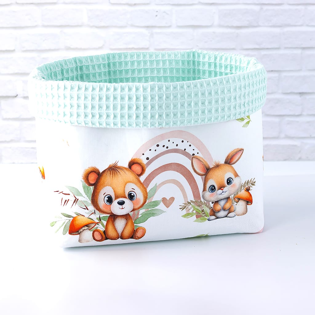 Handgefertigtes Utensilo für Spielzeug und Babyaccessoires mit Tiermotiv