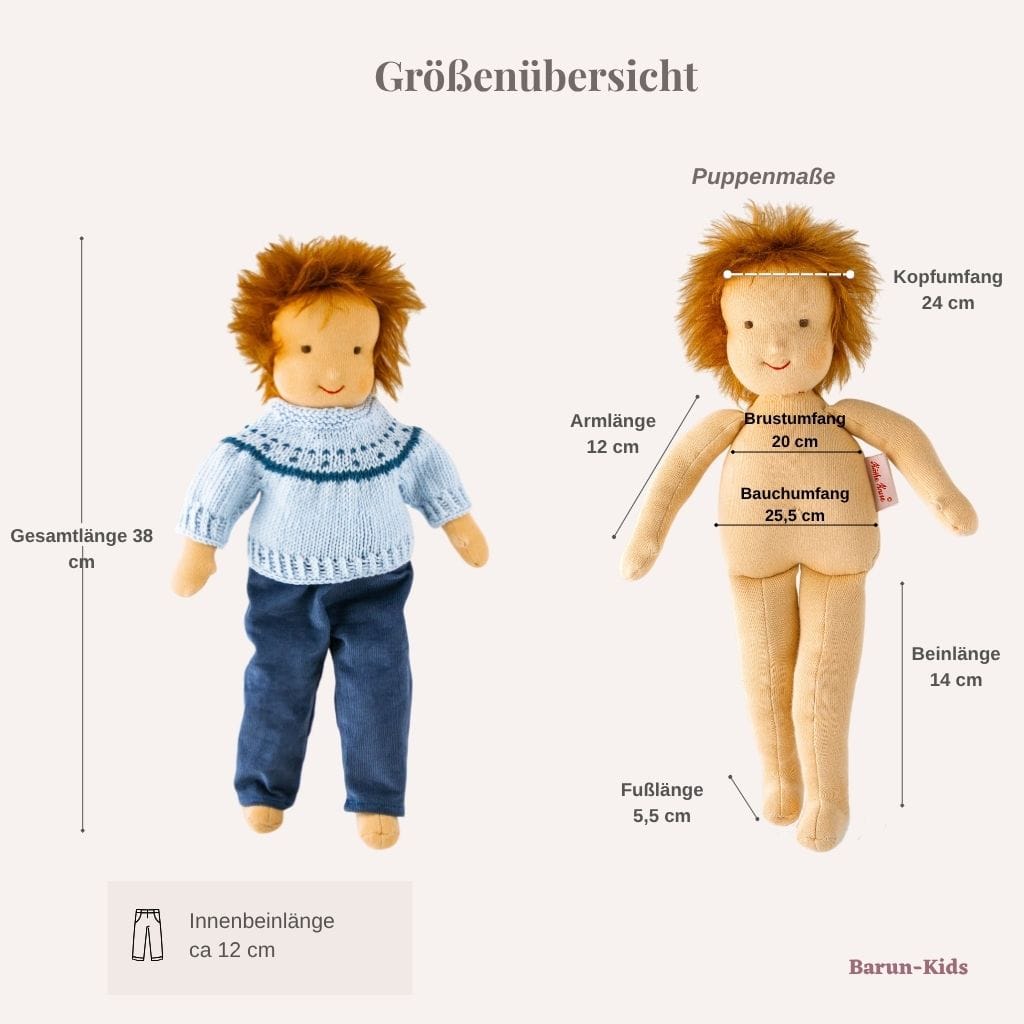 Maße der Puppe und der Hose zur Orientierung