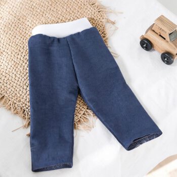 Jeansblaue Puppenhose aus Babycord für Waldorfpuppen Größe 38 cm