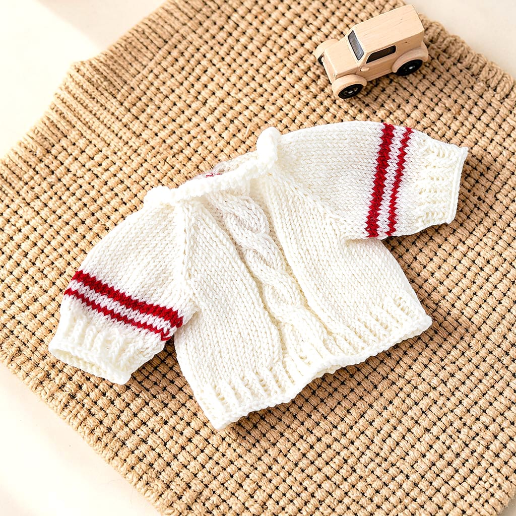 Handgestrickter Puppenpullover aus Merinowolle für 38 cm Waldorfpuppen