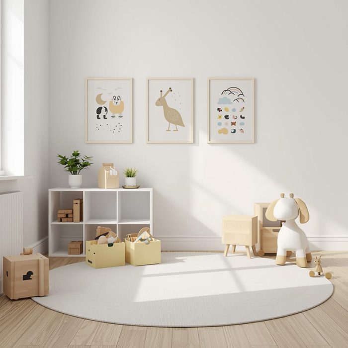 Kinderzimmer bewusst gestaltet mit wenig Spielzeug und ruhigen Farben
